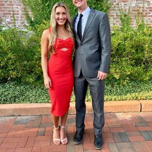 Likely cut-out ruched midi dress in tangerine